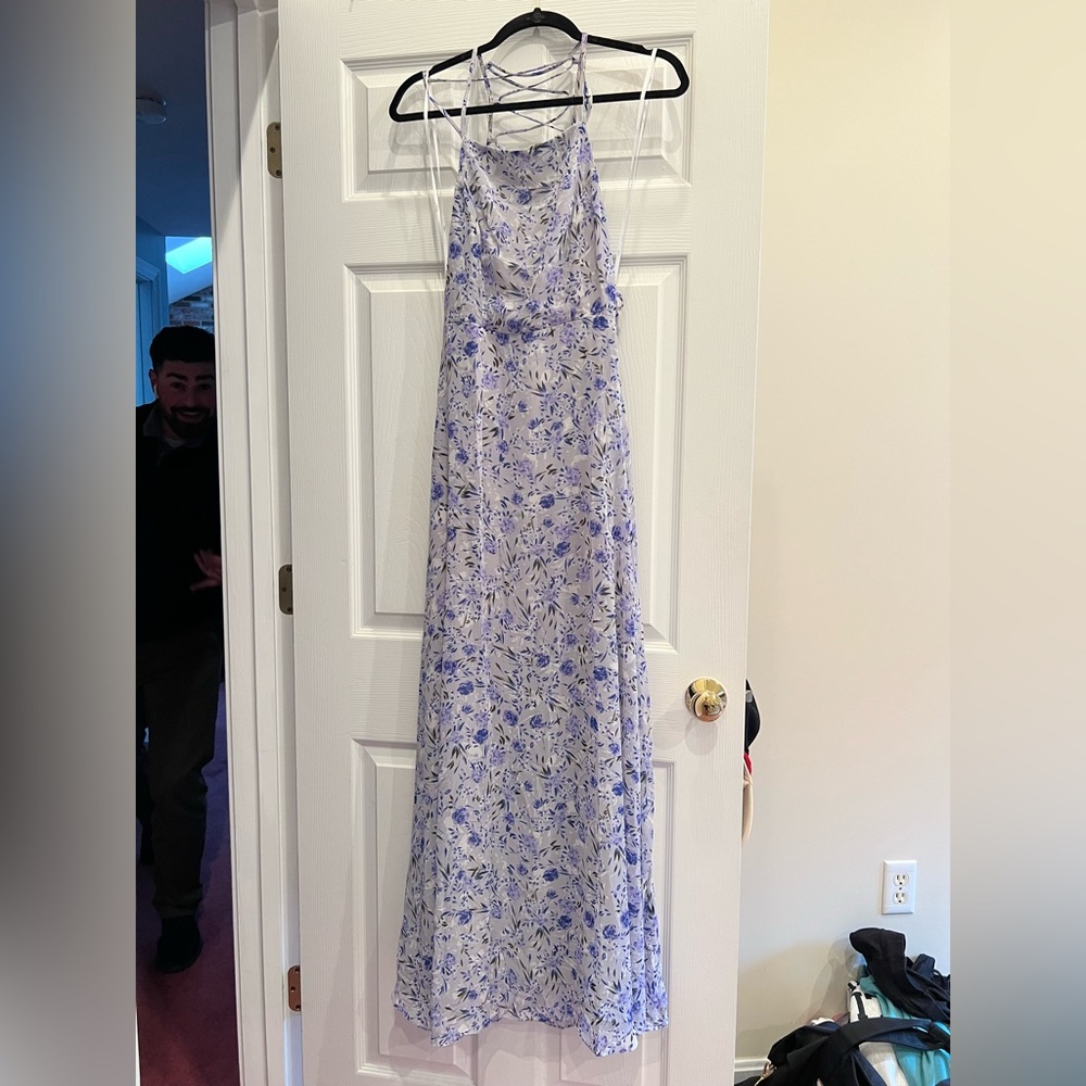 Lulus Lace-Up Back Floral Maxi Dress - S